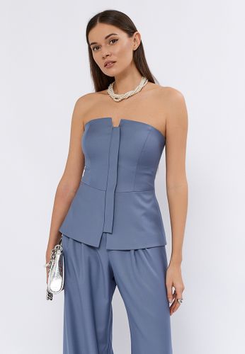 Топ-корсет MONRO из шерсти с шелком серо-голубого цвета