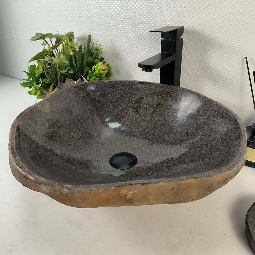 Каменная раковина из речного камня RS-05293 (48*44*15) 0862 из натурального камня