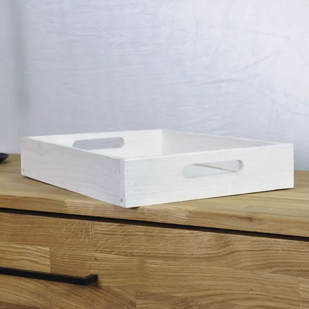 Столик поднос деревянный разборный для кухни 38х38, белый