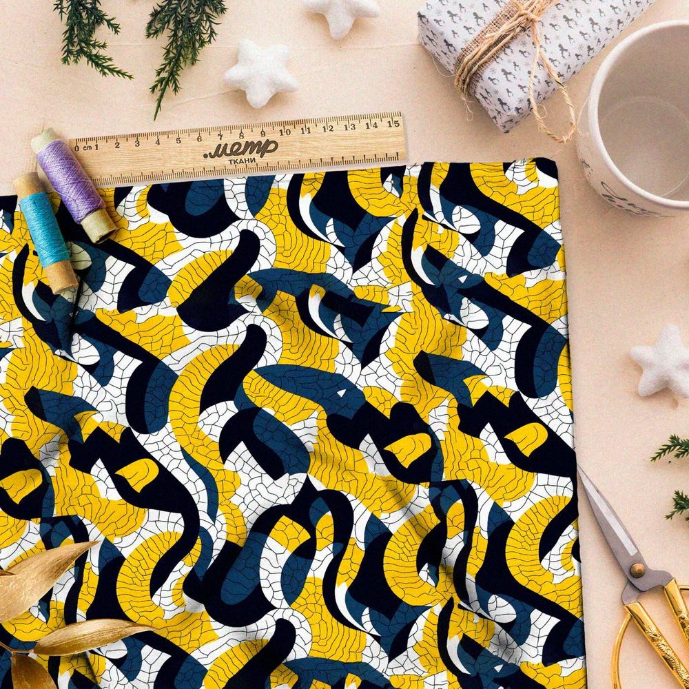 Ткань премиум шелк искусственный Армани морской водоворот впечатлений