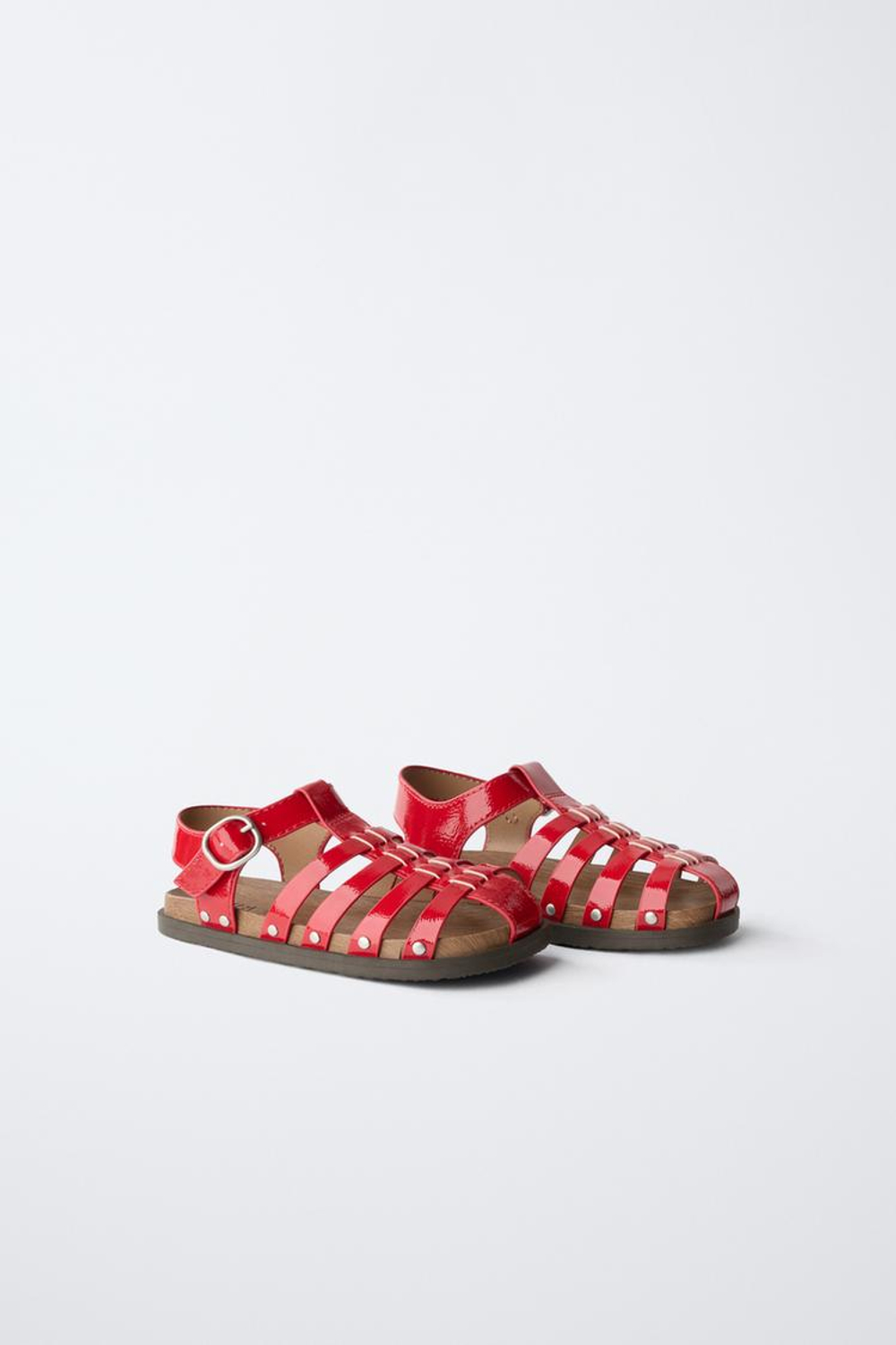 ZARA БОСОНОЖКИ С ЗАКЛЕПКАМИ, КРАСНЫЙ