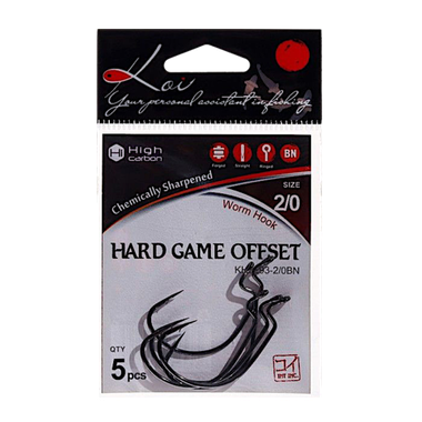 Крючок Офсетный KOI KH6293-2/0BN №2/0 5шт Hard Game Offset