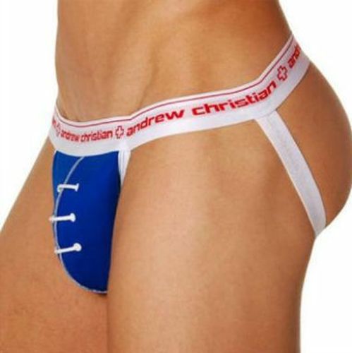 Мужские трусы джоки Andrew Christian Blue Footbal Jockstrap