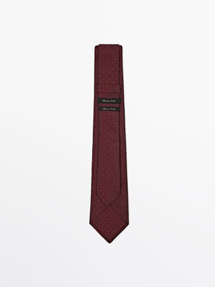 Massimo Dutti Галстук из 100% рельефного шелка, гранатовый
