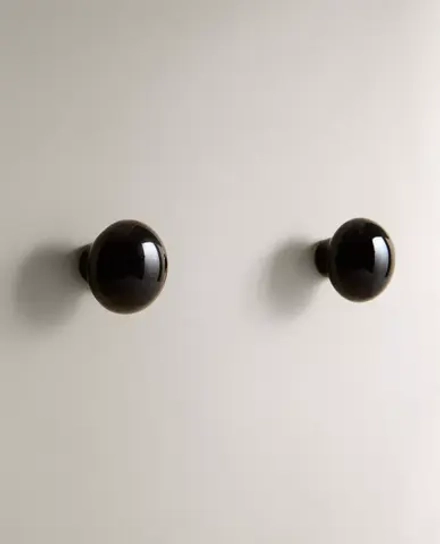 ZARA HOME БЛЕСТЯЩАЯ МЕБЕЛЬНАЯ РУЧКА ИЗ КЕРАМИКИ (НАБОР ИЗ 2 ШТ.), ЧЕРНЫЙ