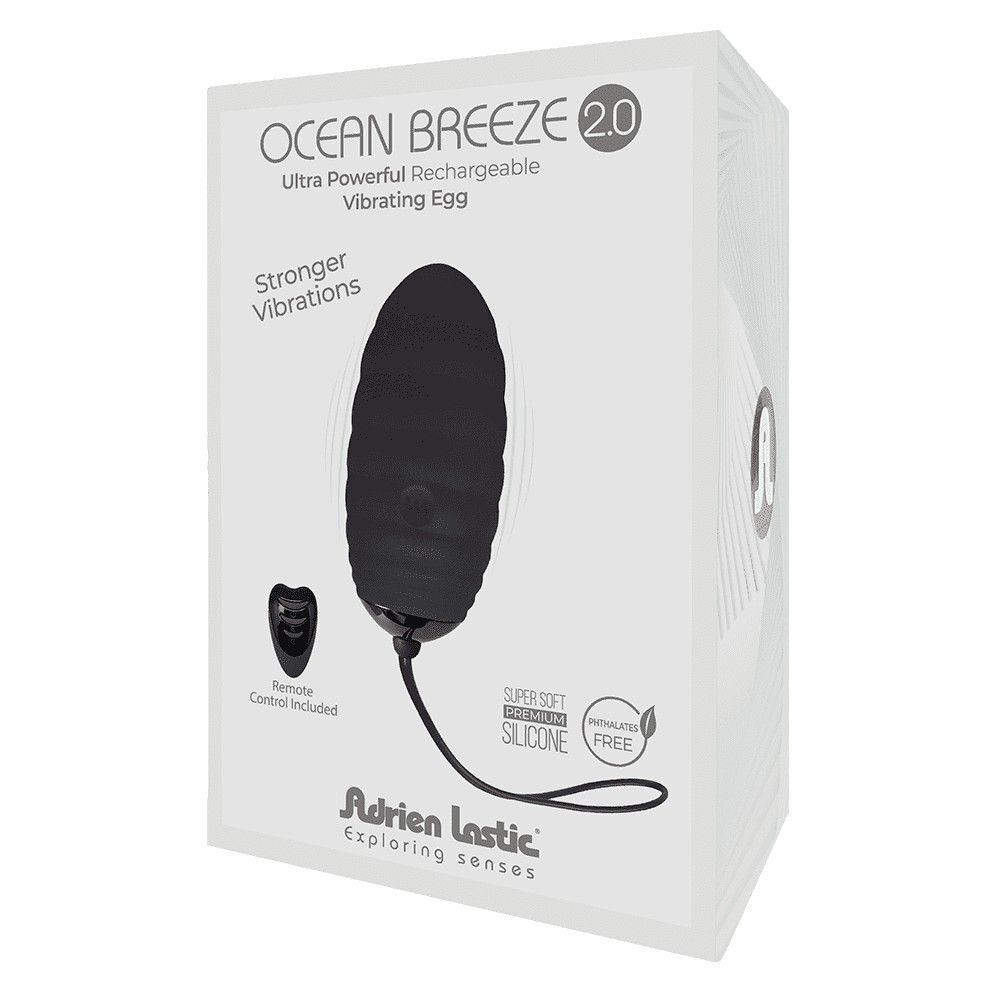 Черное виброяйцо с пультом ДУ Ocean Breeze 2.0 + LRS