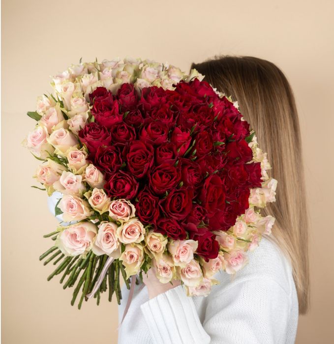 Букет красно-розовое сердце