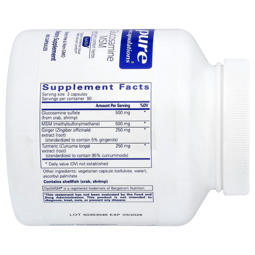 Pure Encapsulations, Glucosamine MSM with Joint Comfort Herbs, 180 Capsules