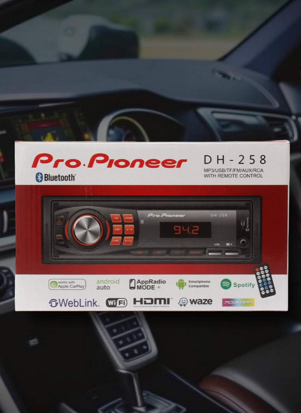 Автомагнитола FM/BT/USB/TFplayer PRO-Pioner DH-258