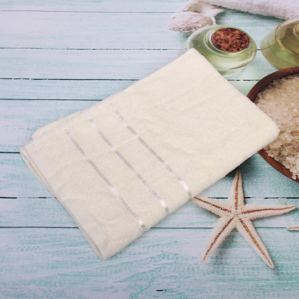 Полотенце махровое 70*140см «LUNA» цвет бежевый 01020 плотность 360гр/м2 с петелькой-подвесом