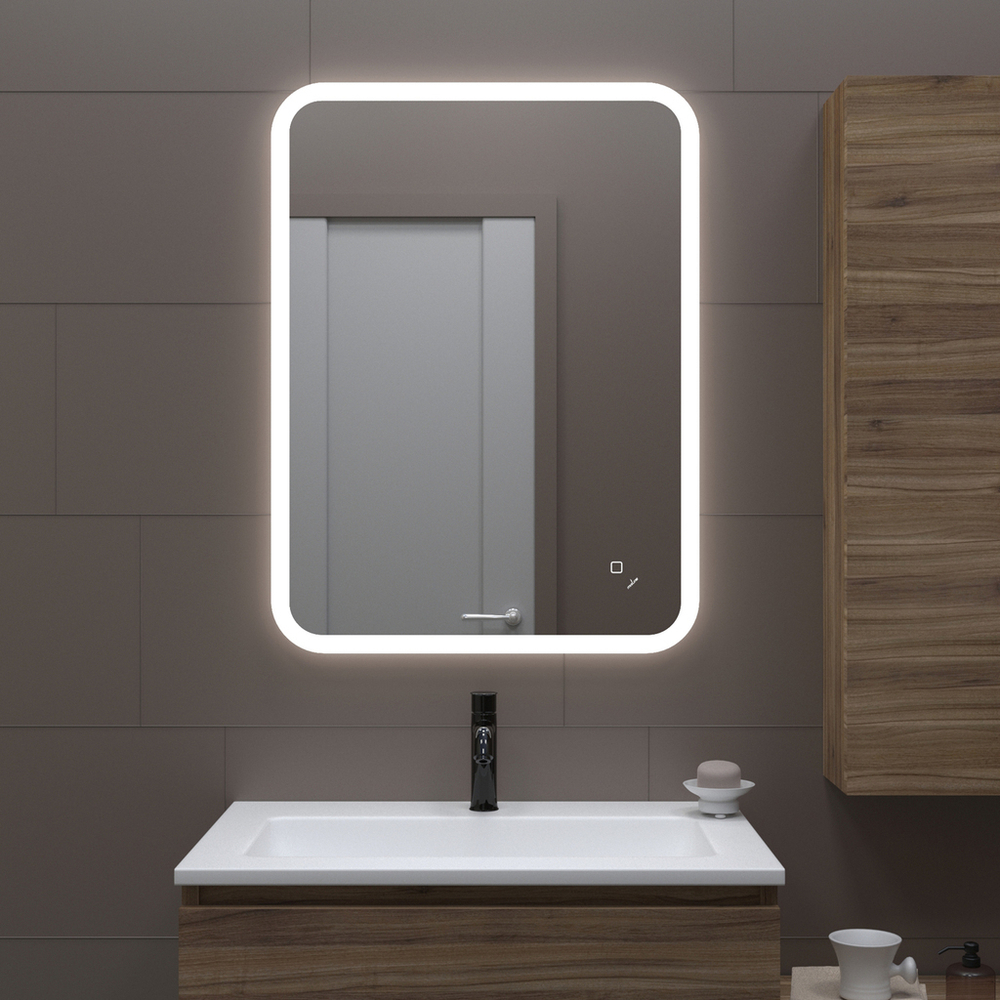 Зеркало MIXLINE "Колорит" ЭКОНОМ 600*800 (ШВ) сенсорный выкл, светодиодная подсветка, универс.крепеж