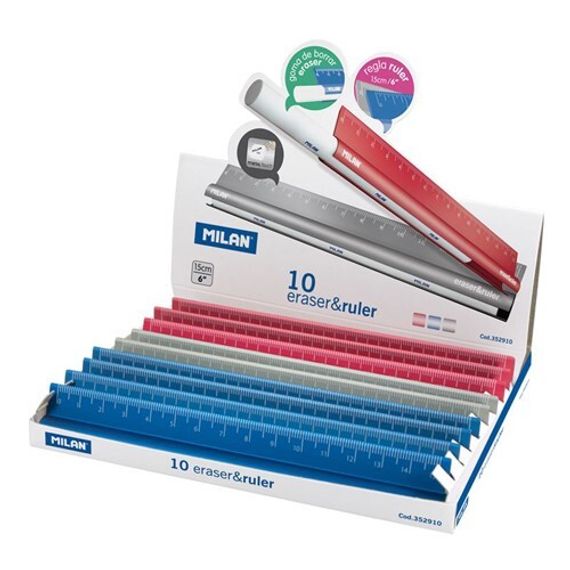 Pozan və qələmyonan \ Ластик-точилка\DISPLAY WITH 10 ERASER&amp;RULER 15cm