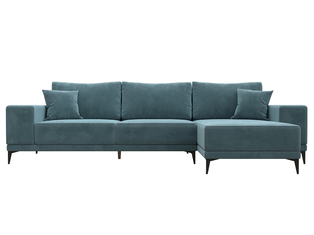 Диван угловой Льюес правый, Бирюзовый, Велюр, 122397