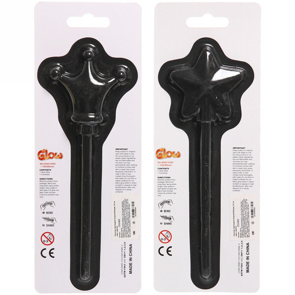 Палочка светящаяся Корона/Звезда, 24 см, микс цветов