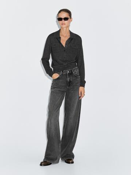 Massimo Dutti Джинсы с высокой посадкой, темно-серый