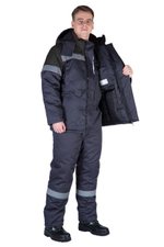 Костюм сварщика зимний "Аякс-1" с п/к 1-го классы защиты, т.серый/черный