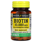 Mason Natural, биотин с кератином, 60 таблеток