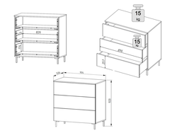 МС Роза Комод 900 Орех Франклин/Тренто Пудра Скин, ДСВ Мебель