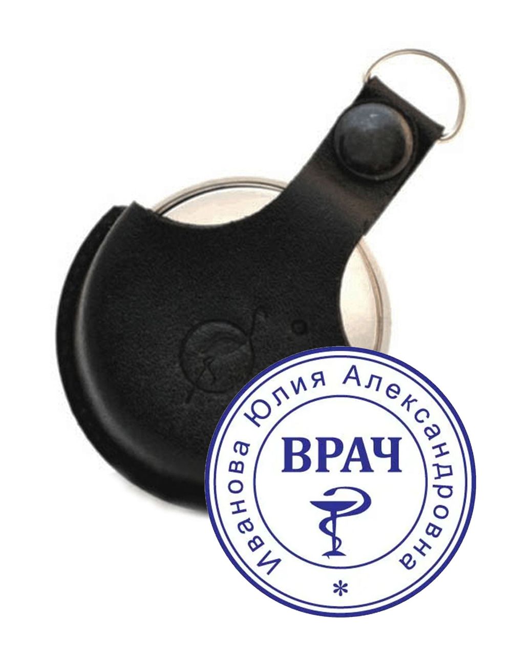 Печать врача на метал. оснастке Компакт с подушкой и чехлом R30