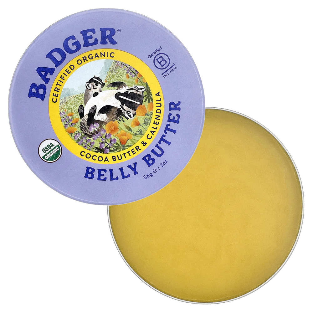Badger, Органическое масло для живота, масло какао и календула, 56 г (2 унции)