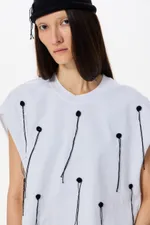 Топ Kraizy stripes Crochet Polka Dot белый