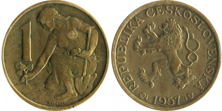 Чехословакия 1 крона, 1957 - 1960 Крестьянка XF