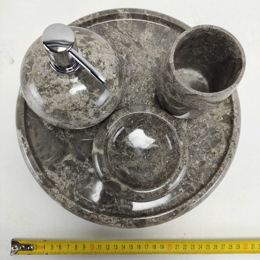 Набор из мрамора 4 предм Mountain Set Grey NM-6171 круг