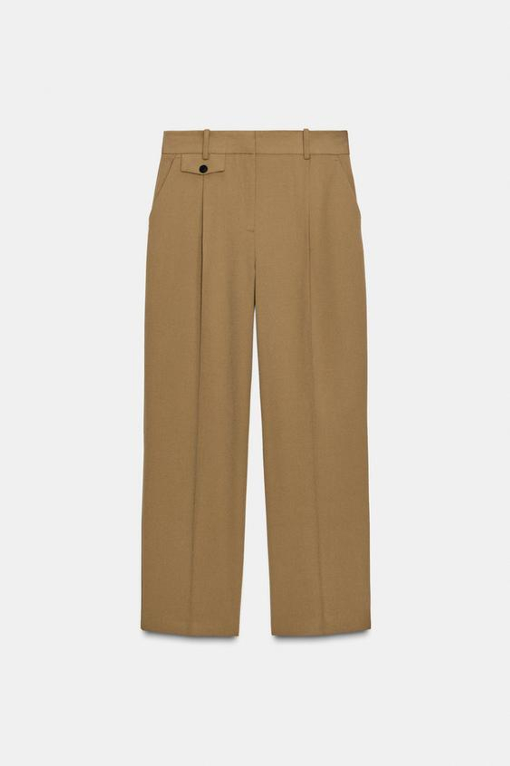 ZARA ПРЯМЫЕ БРЮКИ С ЗАЩИПАМИ, ЦВЕТ ВЕРБЛЮЖЬЕЙ ШЕРСТИ