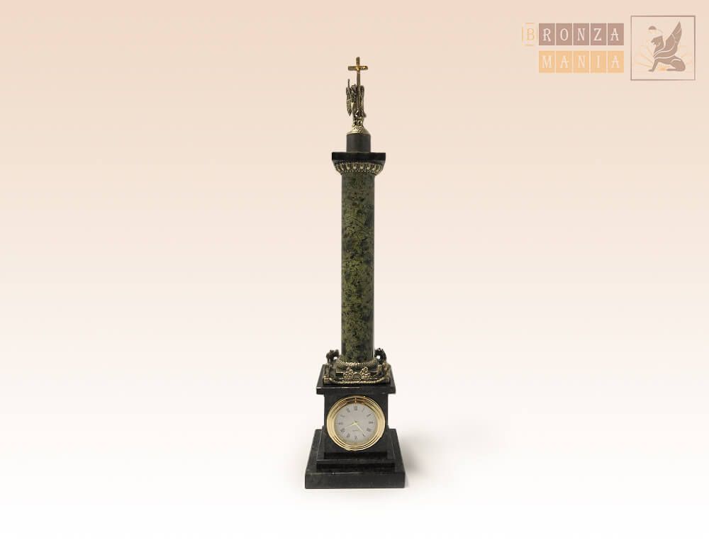 часы Александровский столп бронза - змеевик