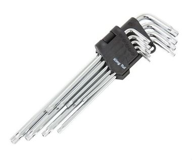 Набор ключей Г-образных TORX с отверстием экстра длинных, 9пр. (Т10,Т15,Т20,Т25,Т27,Т30,Т40,Т45,Т50), в блистере KINGTUL KT-5098L23