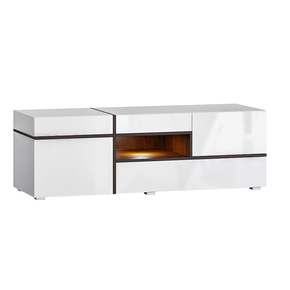 Тумба ТВ Мадера, Белый глянец холодный