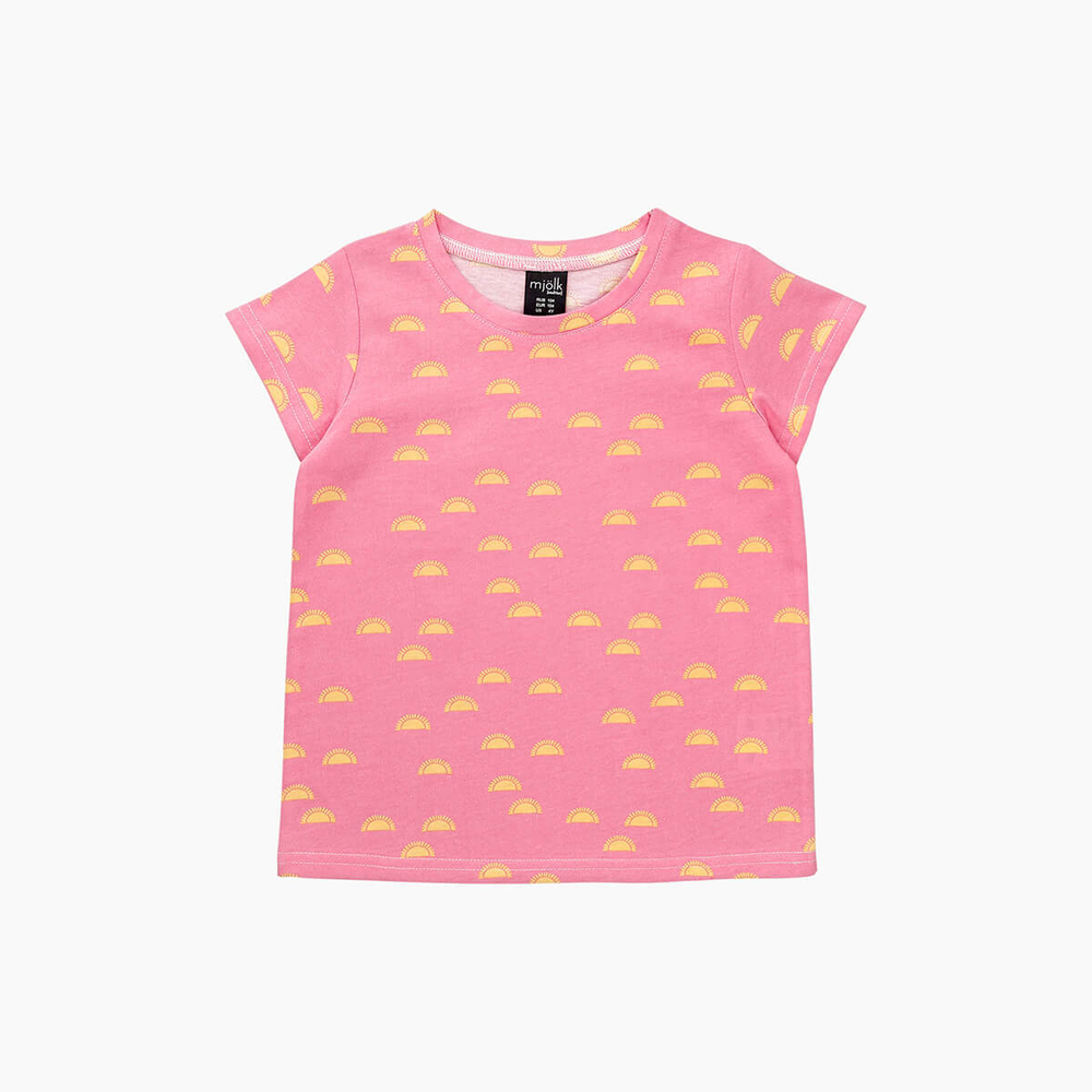 Футболка для девочек Mjölk Солнышки розовые, уценка