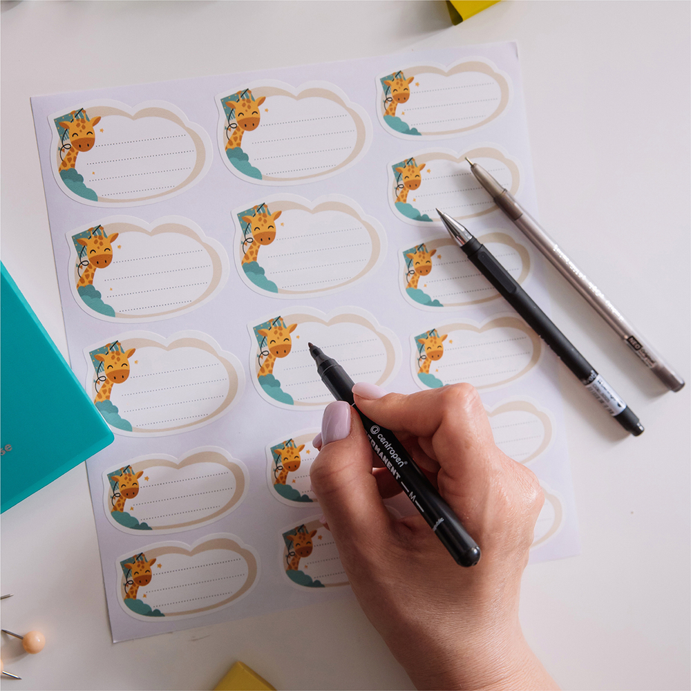 Наклейки для школы Жираф (бежевый), 56 шт