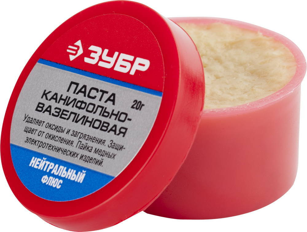ЗУБР 20 г, нейтральный флюс, паяльная канифольно-вазелиновая паста (55475-020)