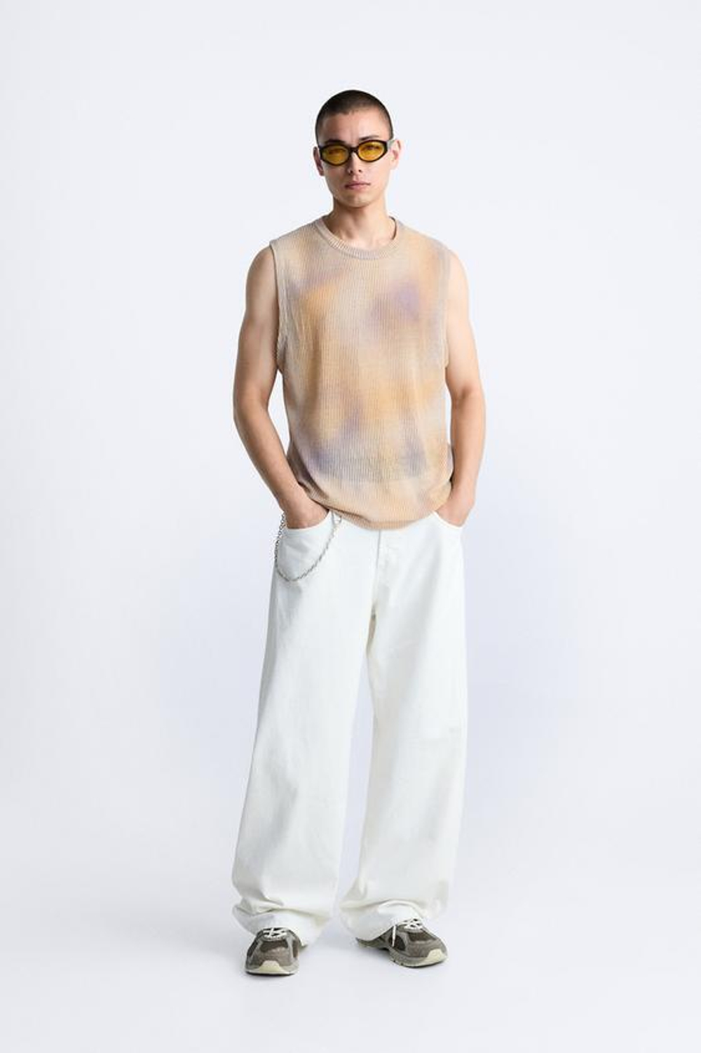 ZARA ФУТБОЛКА С ПРИНТОМ С ЭФФЕКТОМ ОМБРЕ, РАЗНОЦВЕТНЫЙ