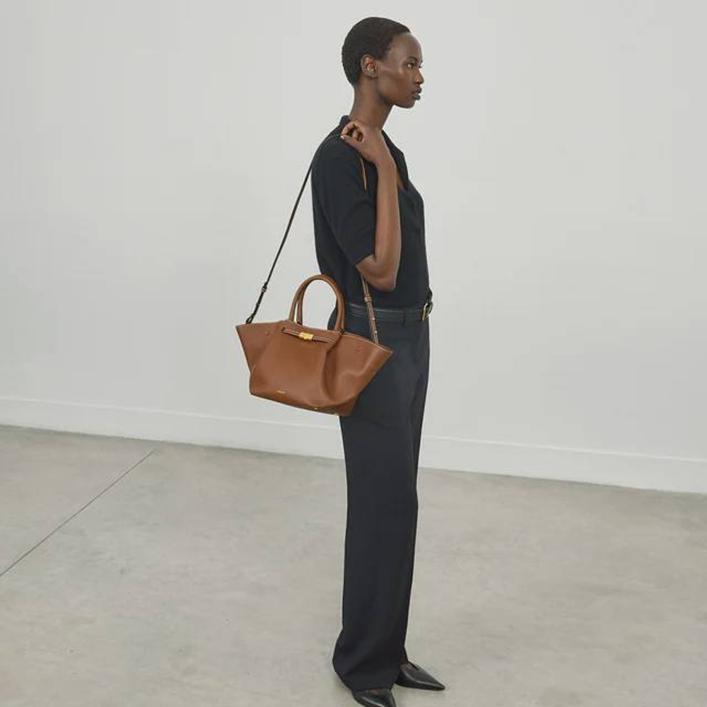 Сумка DeMellier The Midi New York Tan Small Grain Ecru Stitching