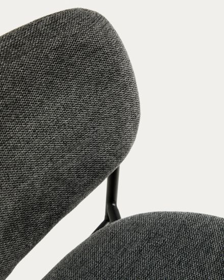 Полубарный стул Meli из серой синели с металлическими ножками, 65 см