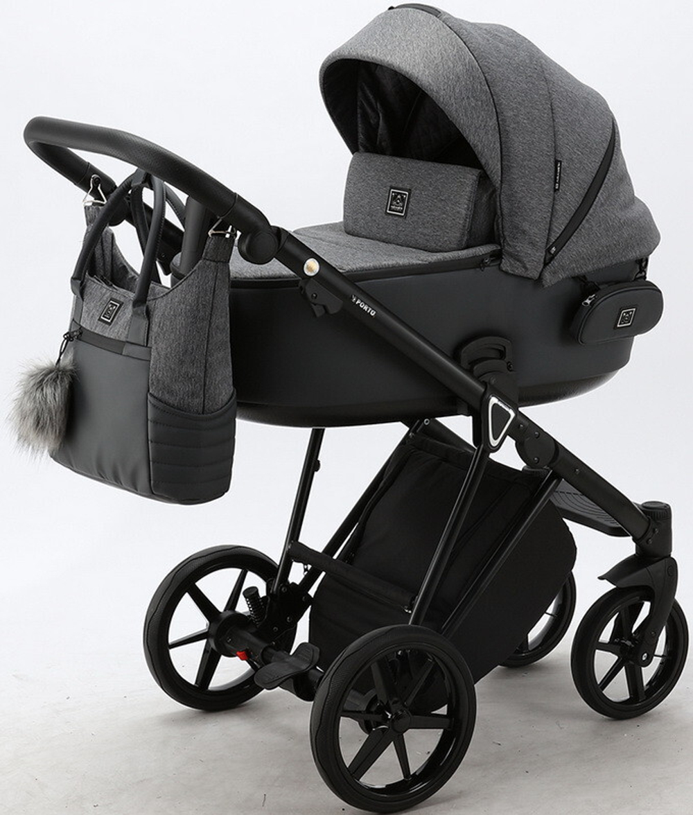 Детская коляска Adamex Porto 2 в 1 PO-PS35 (Т.СЕР+Т.СЕР.КОЖА)