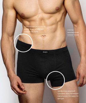 Трусы мужские боксеры (3 шт) Atlantic 3BMH-007 черные