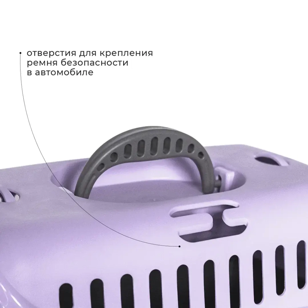Переноска пластиковая ZOOEXPRESS "Турне" с цветной дверцей - 42х29х29,5 см (S) - фиолетовая