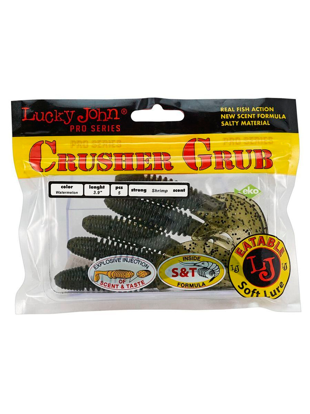 Твистеры съедобные искусственные LJ Pro Series CRUSHER GRUB 3,9in (09.90)/T50 5 шт. в упак.