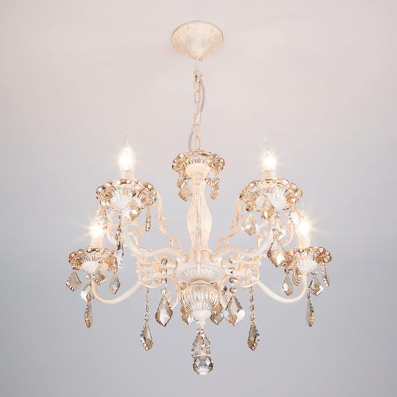 Подвесная люстра Eurosvet 3281/5 белый с золотом/тонированный хрусталь Strotskis