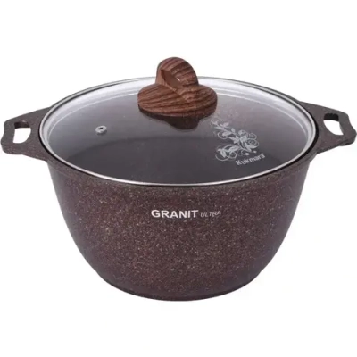 Кастрюля 4л со стекл. крышкой, АП линия «Granit ultra» (red)