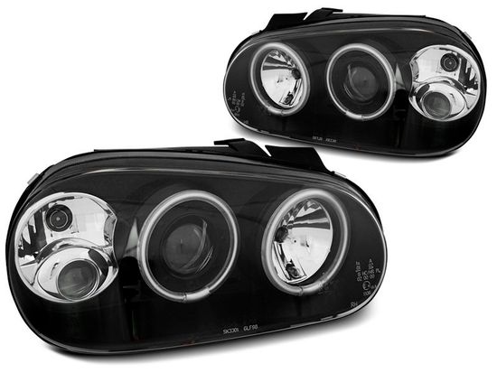 Передние фары Angel Eyes для Volkswagen Golf IV (97-03) CCFL Black