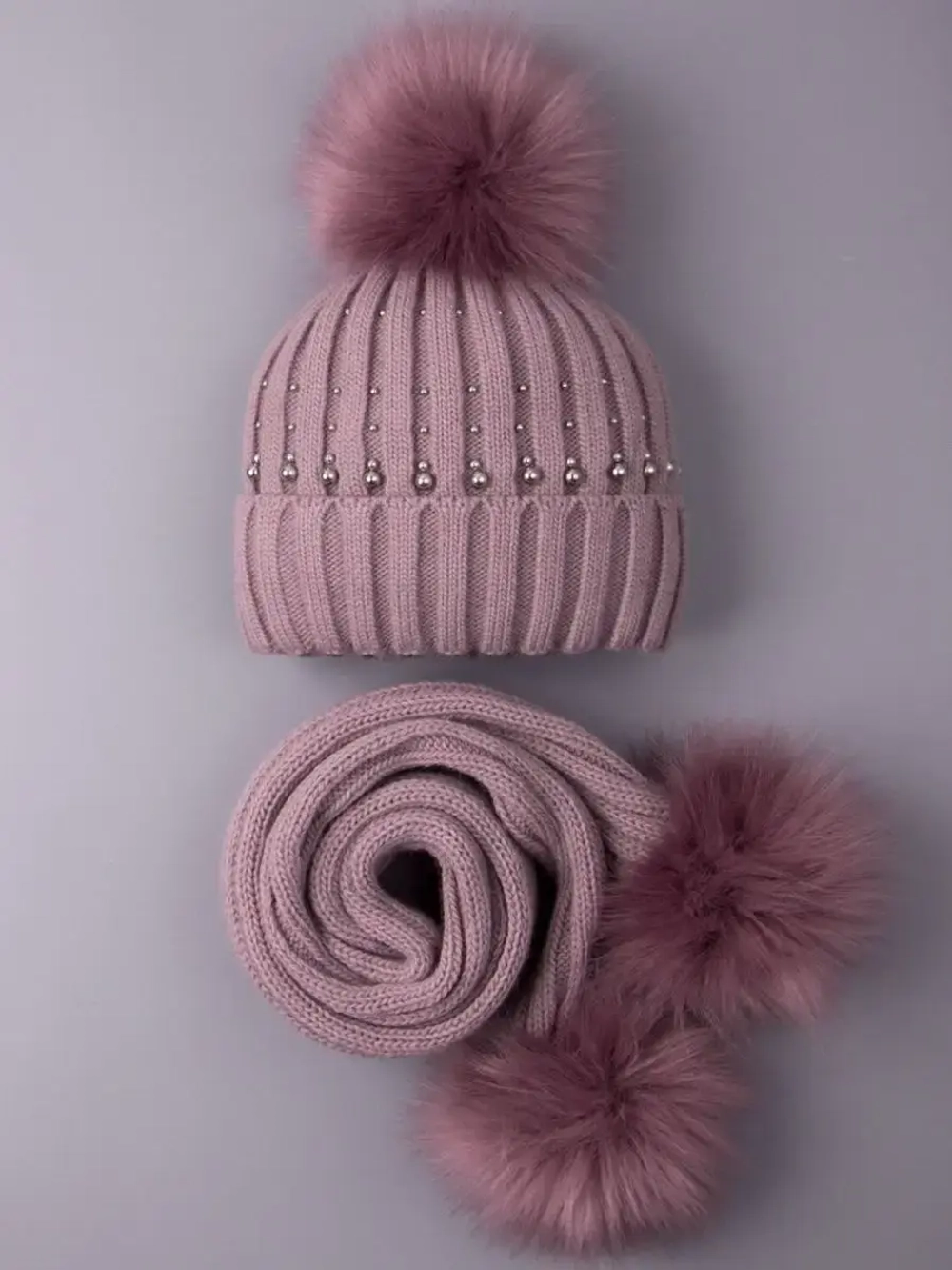 Шапка для девочки зимняя вязаная и шарф
