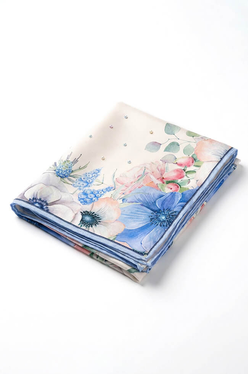 8442 Платок женский (голубой принт)