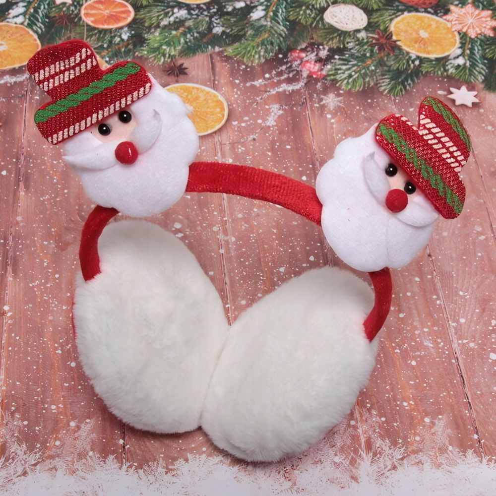 Наушники меховые «Новогодняя сказка - Дед Мороз», цвет красный, 52*1,5см