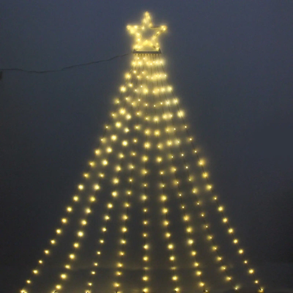 Гирлянда для дома ЗАНАВЕС «Звездное сияние» 2 м (водопад) 196 ламп LED, 7 режимов, IP-20, 220v, Теплый белый