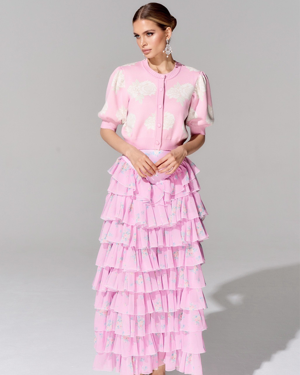 Юбка длины макси из премиального шифона