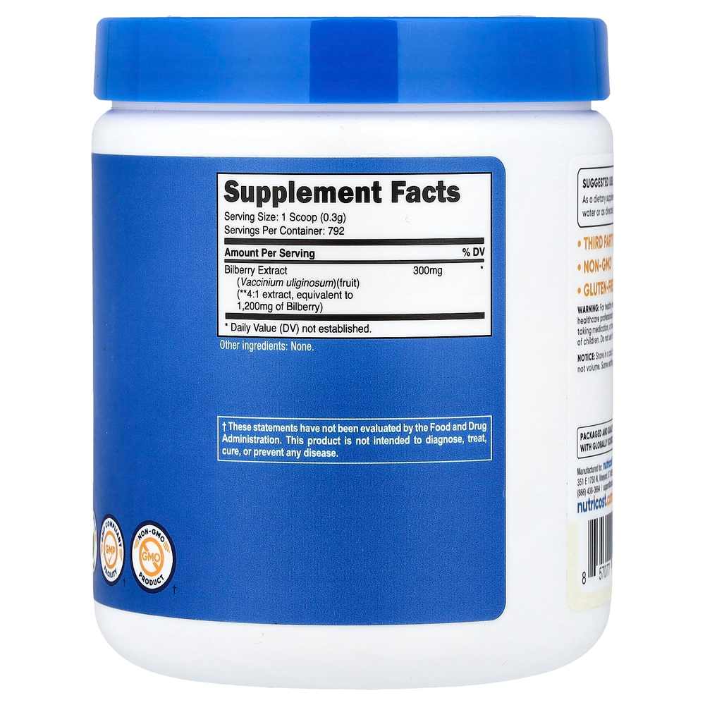 Nutricost, Порошок из черники, без добавок, 250 г (8,9 унции)